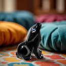 Black Onyx Wolf with Etched Crescent Moon, Spirit Animal FB3325 🏜️