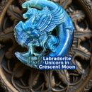 Labradorite Unicorn in Crescent Moon Carving FB1606 🌟