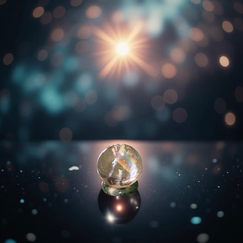 Rainbow Smoky Quartz Sphere with Moss Agate Ring Stand for Grounding, Protection FB3008 💜