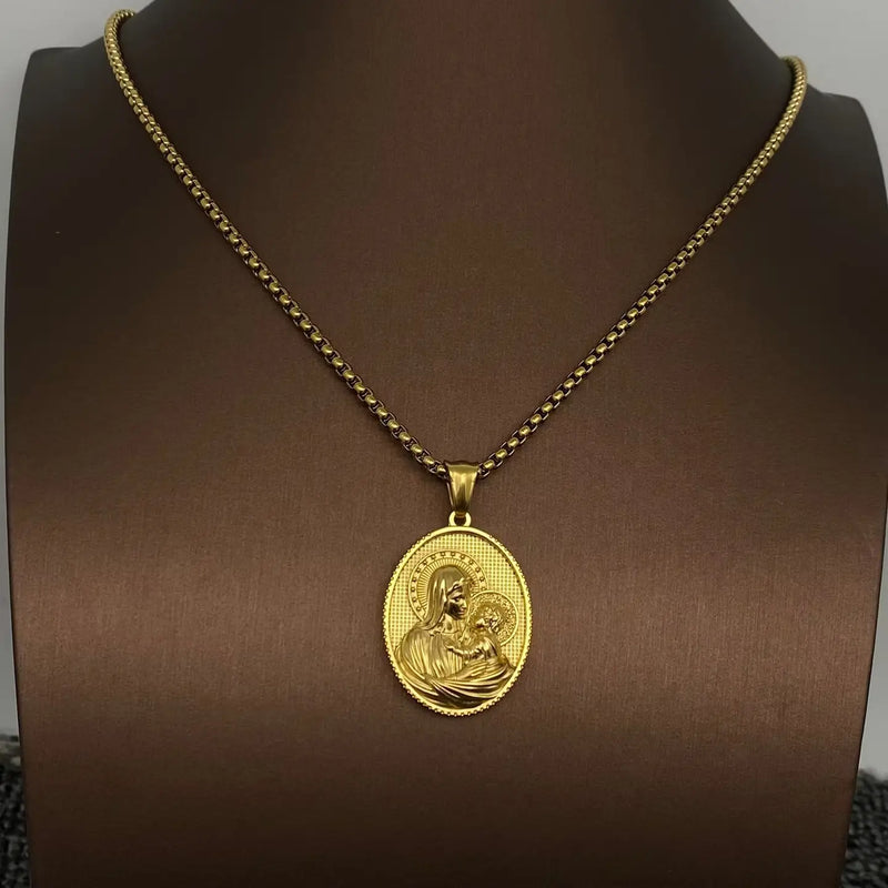 Mary Pendant in Three Versions, 18k Gold over Stainless FB3147 🌟