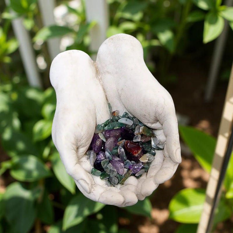 Gypsum Prayerful Hands, Gemstone Chips FB1285 🌼