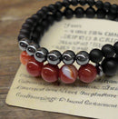 Carnelian, Matte Black Obsidian, Hematite Power / Prayer Bracelet, 2 Bracelet Set FB1908 🩷