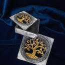 Wood Box with Tree of Life Lid, Gold and Silver Painted FB2556  🌕