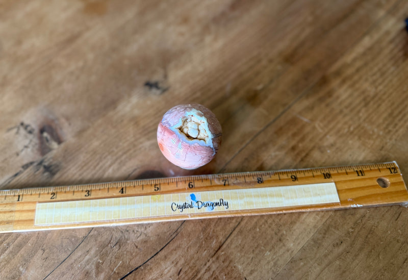 Cotton Candy Agate Sphere with Wood Stand FB2507 🌸