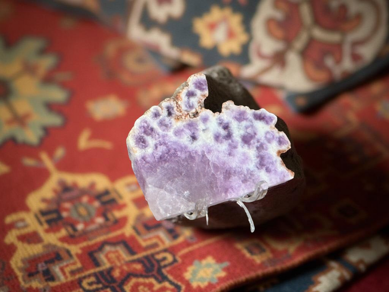 Purple Fluorite Slab with Stand for Display or Crystal Grids FB2511 💜