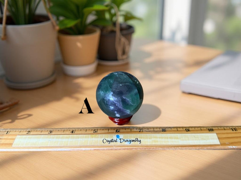Rainbow Fluorite Sphere with Stand, A Quality, Third Eye Chakra FB1696 💚