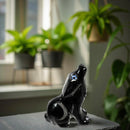 Black Onyx Wolf with Etched Crescent Moon, Spirit Animal FB3325 🏜️