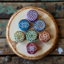 Soapstone Round Chakra Carvings, Set of 7, Stick Incense Holder FB1542 💜💚💙🩷🧡
