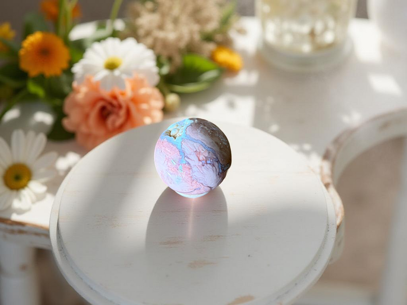 Cotton Candy Agate Sphere with Wood Stand FB2507 🌸