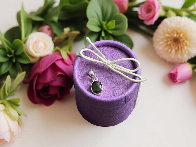 Moldavite Sterling Silver Pendant, Gift Boxed FB2880 💚