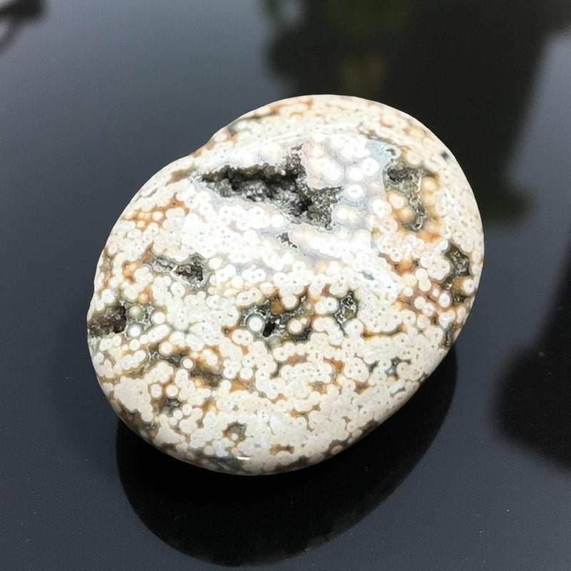 Ocean Jasper Flat Oval Hand Pebbles for joy, happiness and contentment FB1359 🧡