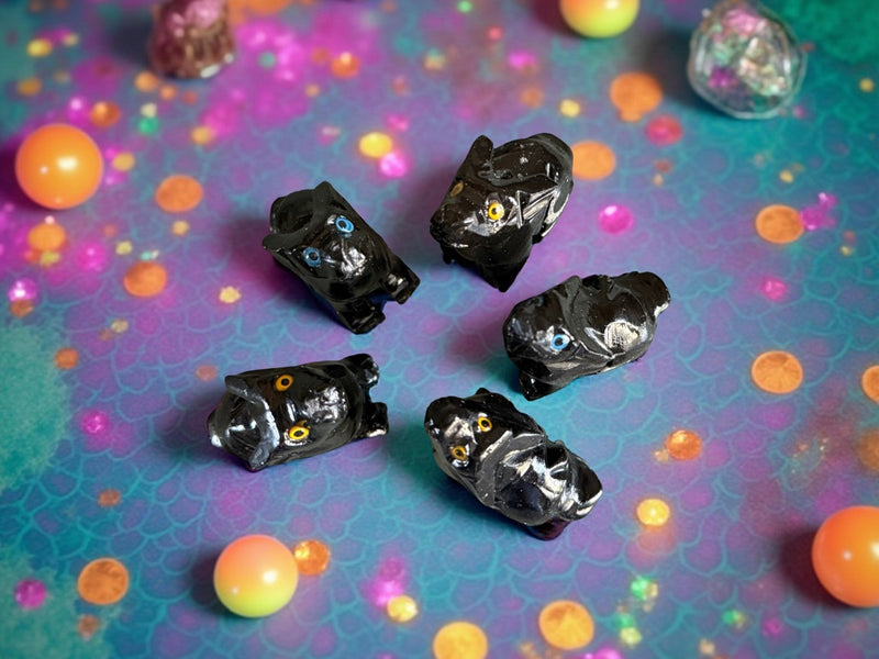 Black Onyx Wolf with Etched Crescent Moon, Spirit Animal FB3325 🏜️