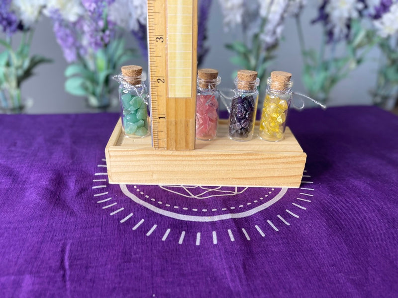 Gemstone Chip Glass Bottles with Cork and Wood Box FB1987