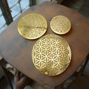 Flower of Life Golden Brass Crystal Grid Base FB1102 🌿