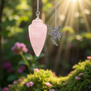 "Beginner's Pendulum" Rose Quartz with Fairy Charm, Pamphlet & Pouch FB2015 🌸