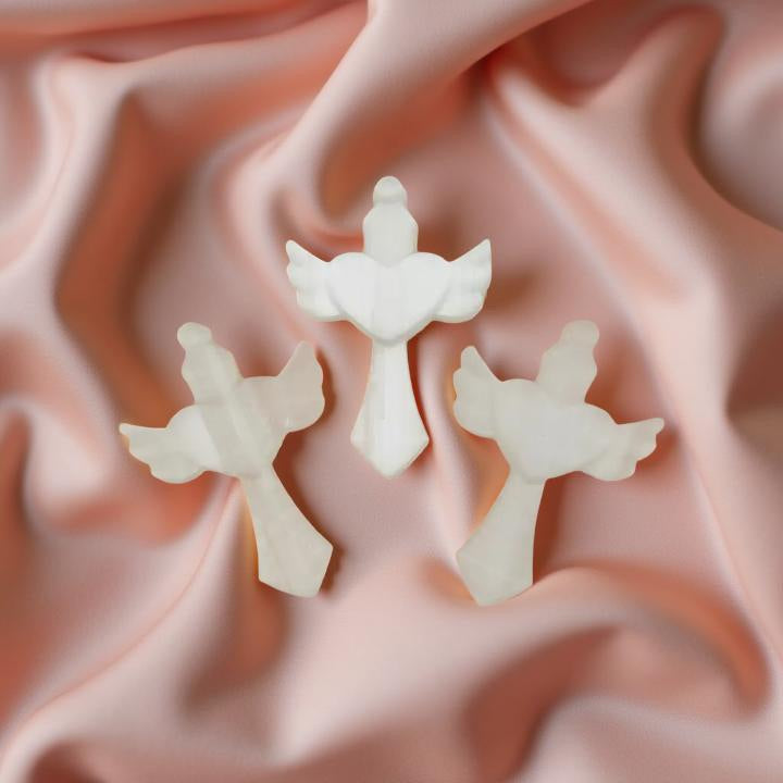 Selenite Cross with Winged Heart  FB2723 🪽
