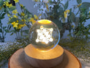 Holographic 3-D Clear Sphere with Lighted Wood Stand FB3241 🌿