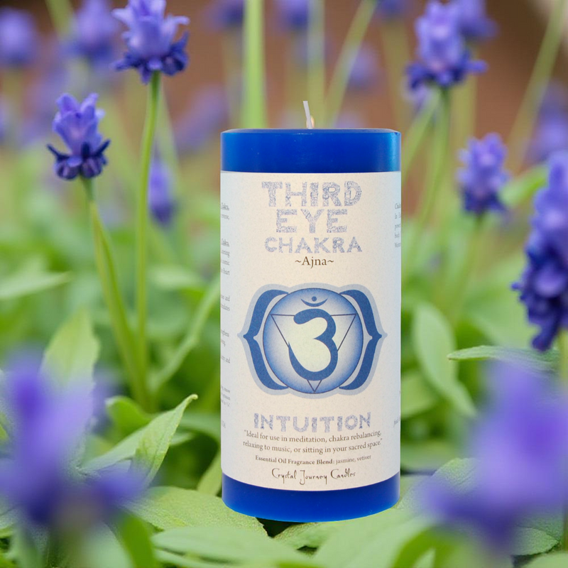 Reiki Charged, Hand-Poured Large Pillar Candle, Chakra, Third Eye FB1572 💜