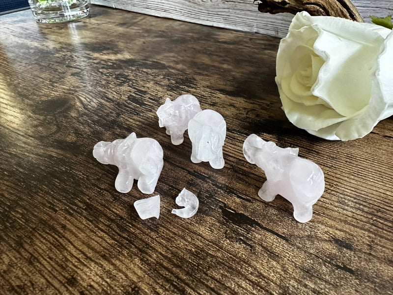 Rose Quartz Elephant Totem/Spirit Animal Carving FB3088