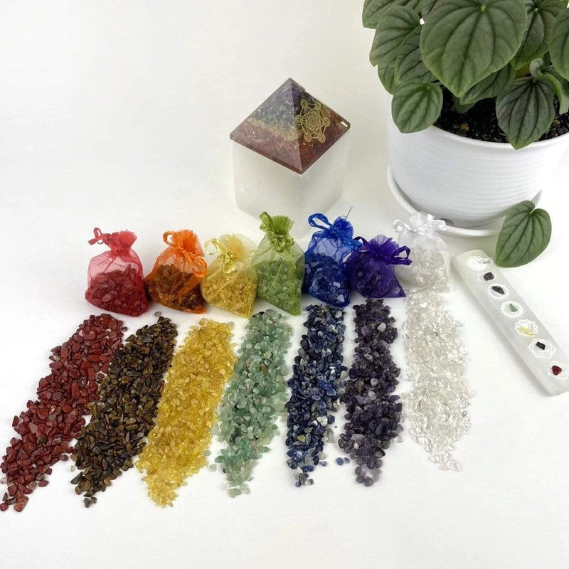 Chakra Gemstone Chips, Set of 7 Pouches FB3224 💗🌟💗