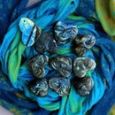 Labradorite Heart with Smiling Face, Flash! FB2965