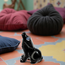 Black Onyx Wolf with Etched Crescent Moon, Spirit Animal FB3325 🏜️