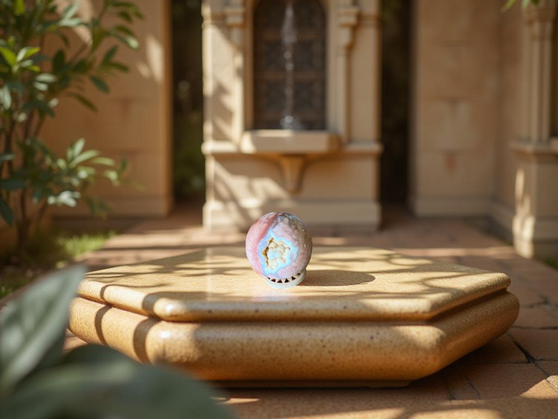 Cotton Candy Agate Sphere with Wood Stand FB2507 🌸