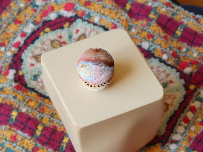 Cotton Candy Agate Sphere with Wood Stand FB2507 🌸