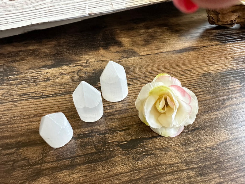 Selenite Points, small and perfect for crystal grids, Set of 3 FB3366