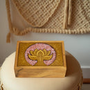 Wood Box, Velvet Lined, Laser Etched with Namaste and Rose Quartz Inlay FB1014 🪷