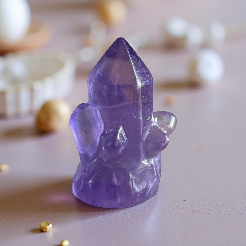 Purple Fluorite "Crystal Cluster" Carving FB3081 💜