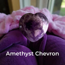 Brecciated Jasper, Rhodonite, or Amethyst Chevron Puffy Pocket Hearts FB1427 💜