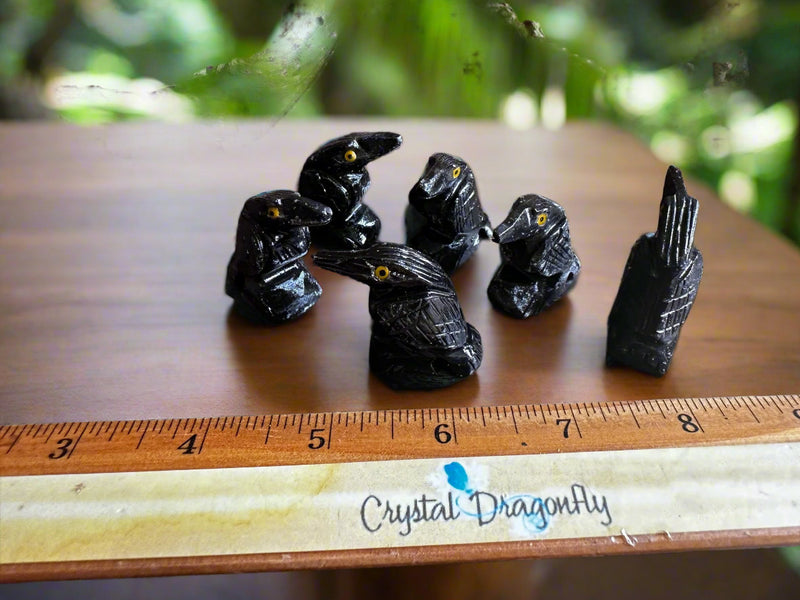 Black Onyx Carved Ravens from Peru FB1998