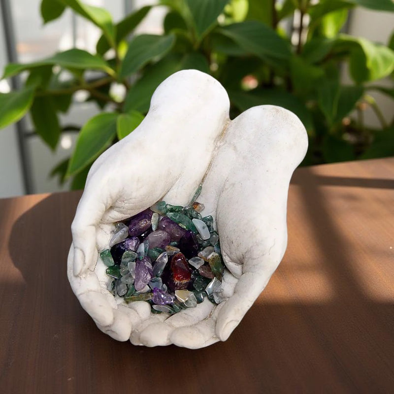Gypsum Prayerful Hands, Gemstone Chips FB1285 🌼