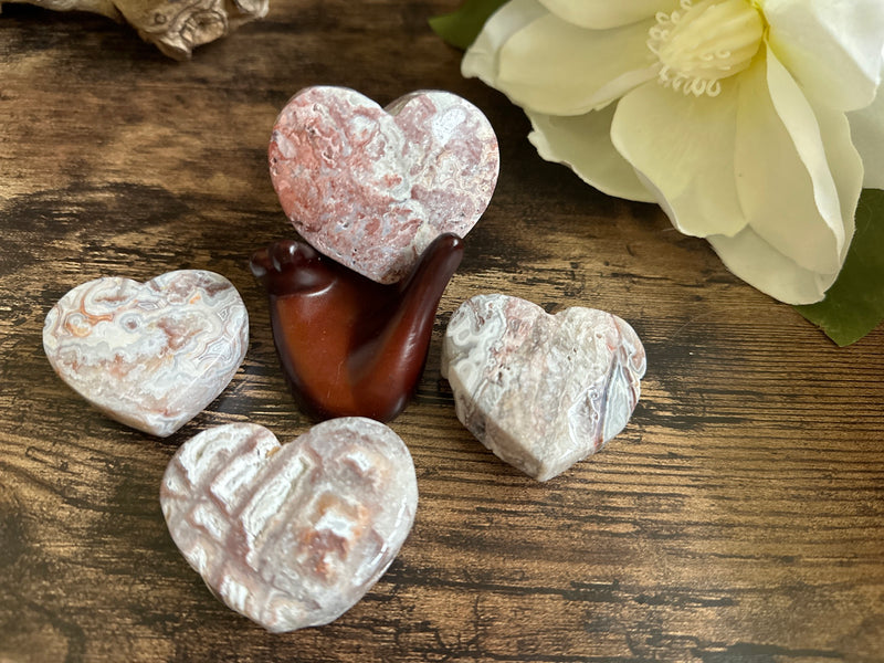 Mexico Agate Chunky Smooth Carved Hearts FB3198