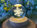 Holographic 3-D Clear Sphere with Lighted Wood Stand FB3241 🌿