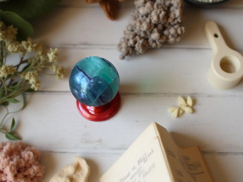 Rainbow Fluorite Sphere with Stand, A Quality, Third Eye Chakra FB1696 💚