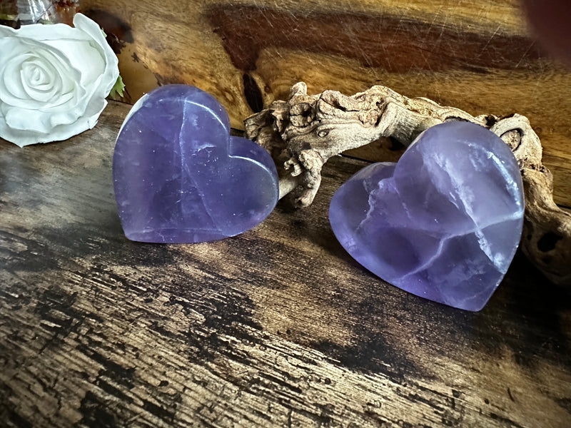 Purple Fluorite Hearts for confidence, intuition & to neutralize stress FB2257