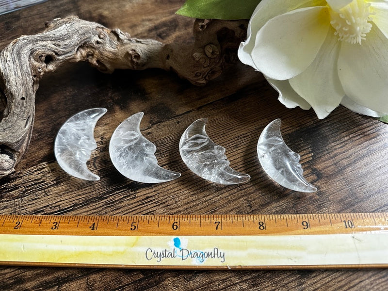 Clear Quartz Double Sided Carved Crescent Moon FB1934