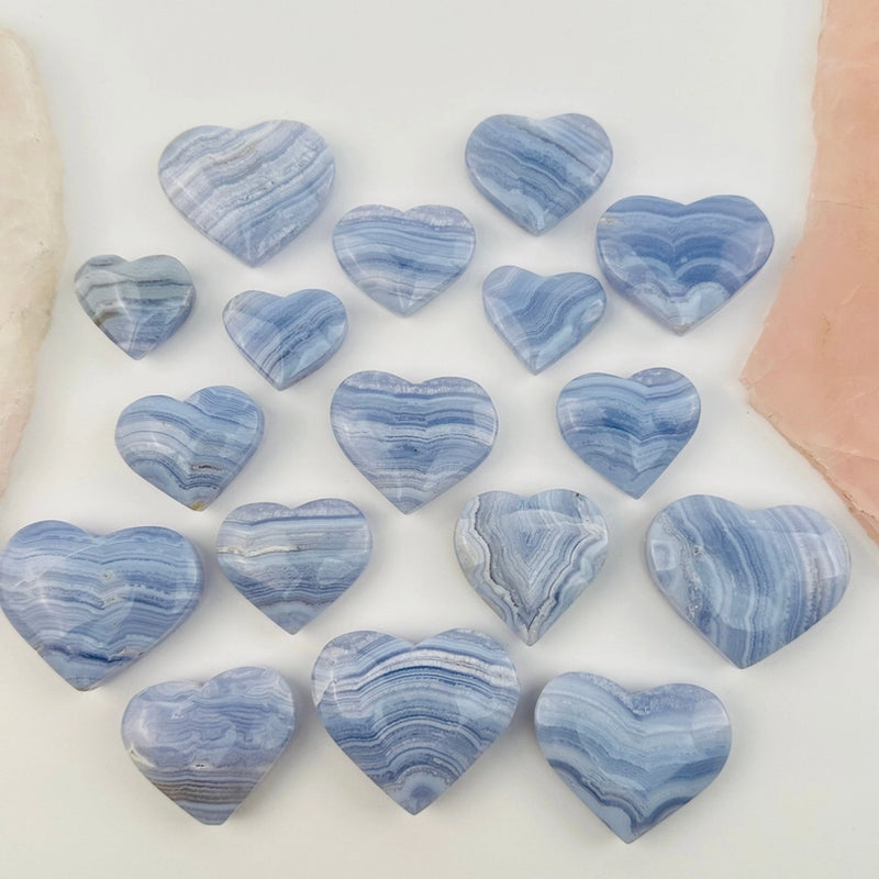 Blue Lace Agate Small Hearts from South Africa FB1291 💙