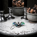 Abalone Shell Silver Tone Bat Pendant /  Brooch 🧚 FB1733