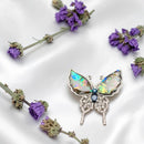 Abalone Shell Silver Tone Butterfly Brooch 🧚 FB1632