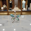 Abalone Shell Silver Tone Dragonfly Necklace 🧚 FB2094