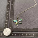 Abalone Shell Silver Tone Dragonfly Necklace 🧚 FB2094