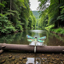Abalone Shell Silver Tone Moonlit Wing Dragonfly Brooch 🧚 FB2078