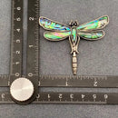 Abalone Shell Silver Tone Moonlit Wing Dragonfly Brooch 🧚 FB2078