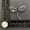 Abalone Shell Silver Tone Open Wing Dragonfly Brooch 🧚 FB1602