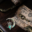 Abalone Shell Silver Tone Owl on Moon Brooch 🧚 FB1479