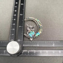 Abalone Shell Silver Tone Owl on Moon Brooch 🧚 FB1479