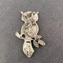 Abalone Shell Silver Tone Owl on Branch with Leaves Brooch 🧚 FB2103